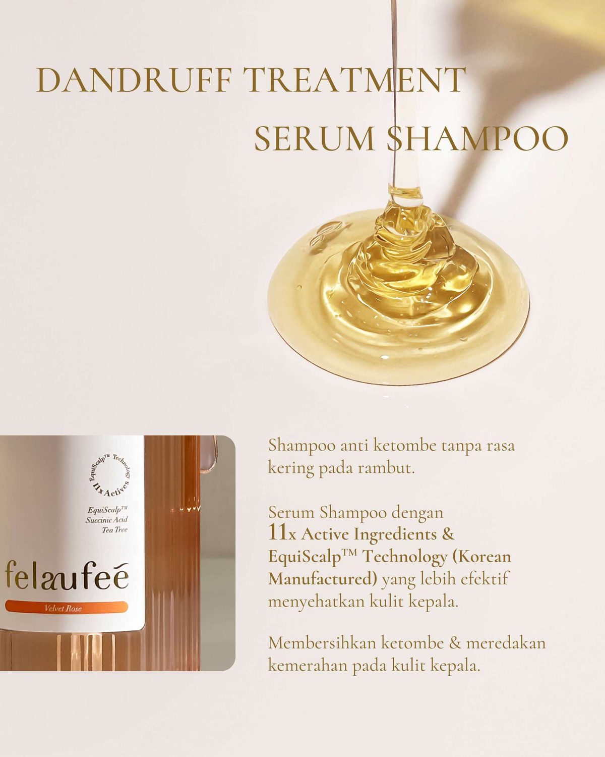 Felaufee Dandruff Treatment Serum Shampoo formula texture